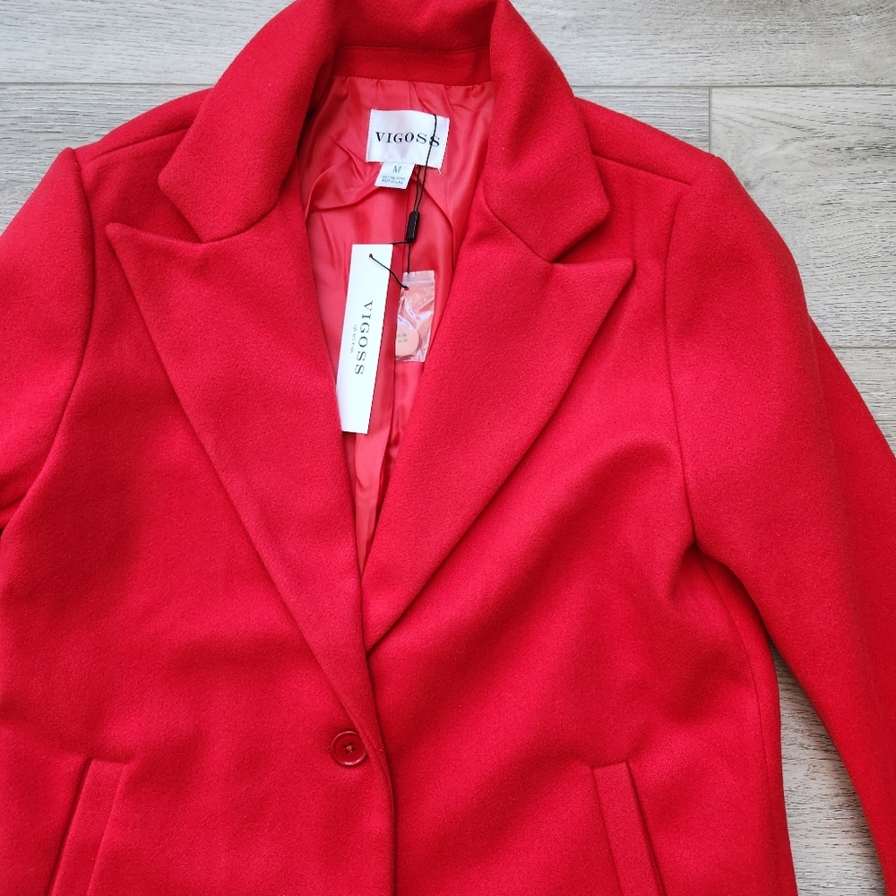 Vigoss Red Peacoat Jacket Women's Medium Nwt - Picture 4 of 12